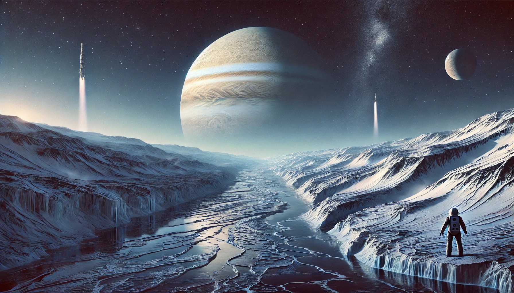 The prospect of discovering life on Europa has far-reaching implications for humanity. (Image: TheoristMind, generated by DALL·E AI)