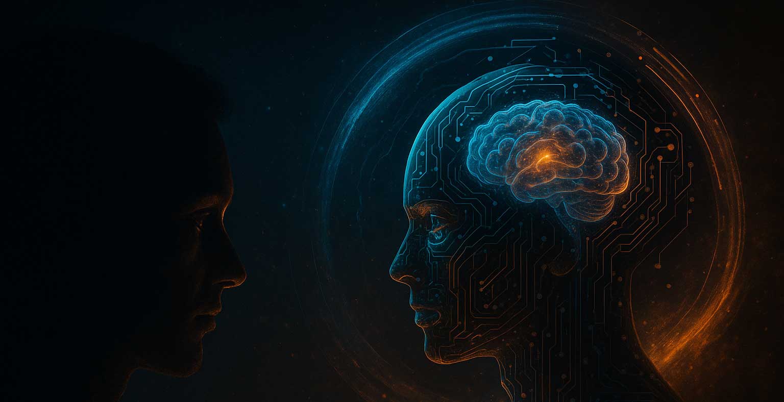 Where human insight converges with artificial possibility: Contemplating the essence of consciousness as we venture into the uncharted territories of machine awareness. (generated image via DALL·E)