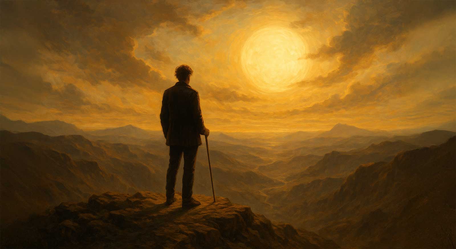Between the weight of meaninglessness and the lightness of self-creation lies the eternal human question: Do we discover our purpose, or do we forge it from the raw materials of existence itself? (generated image via DALL·E)