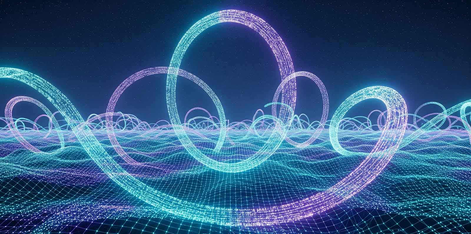 Loop Quantum Gravity suggests space is woven from discrete, interconnected loops, challenging our continuous view of the cosmos (generated image via Gemini).